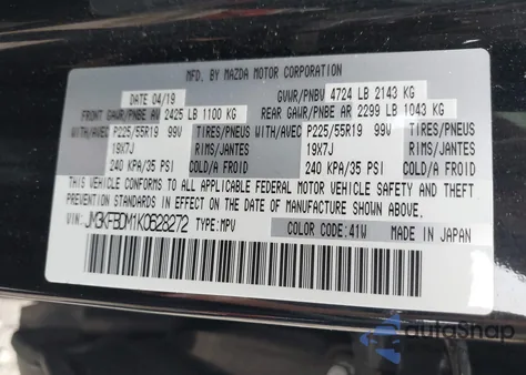 2019 Mazda Cx-5 Grand Touring from USA, damaged, VIN JM3KFBDM1K0628272